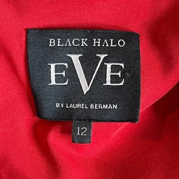 Black Halo Eve by Laurel Berman Red Ruffled Ponte Gown | Size 12 - Picture 8 of 9